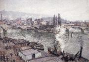 Camille Pissarro The Stone bridge in Rouen,dull weather oil on canvas